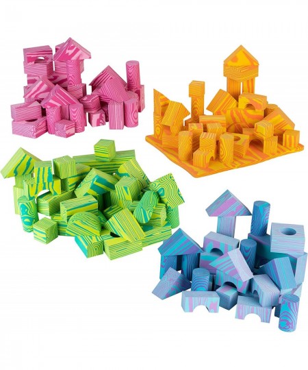 140 Piece Colorful Soft EVA Foam Building Blocks Set Waterproof Play Toy for Children Babies Toddlers & Kids Gift for Boys & ...