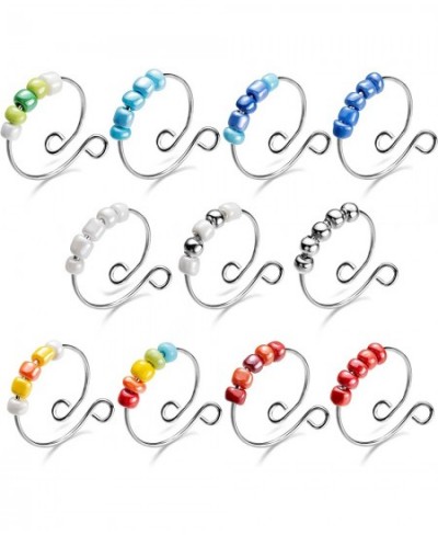 11Pcs Anxiety Bead Rings Colorful Stackable Fidget Band Rings Adjustable Spinner Rings Rotate Freely Unisex Anti Anxiety Ring...