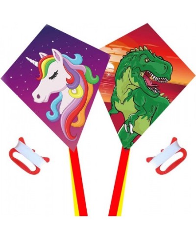 Diamond Kite [2 Pack]Dinasour+Unicorn Eddy Kite beginners Kite for Children Wonderful Beginner Kite for 3 years up 60x70cm wi...