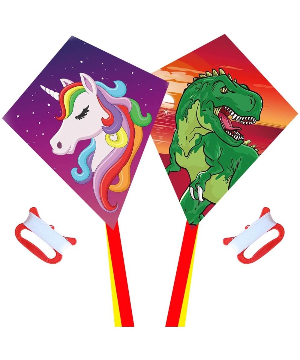 Diamond Kite [2 Pack]Dinasour+Unicorn Eddy Kite beginners Kite for Children Wonderful Beginner Kite for 3 years up 60x70cm wi...