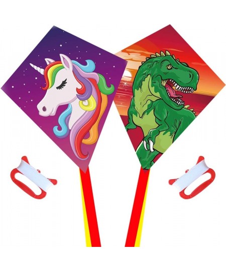 Diamond Kite [2 Pack]Dinasour+Unicorn Eddy Kite beginners Kite for Children Wonderful Beginner Kite for 3 years up 60x70cm wi...