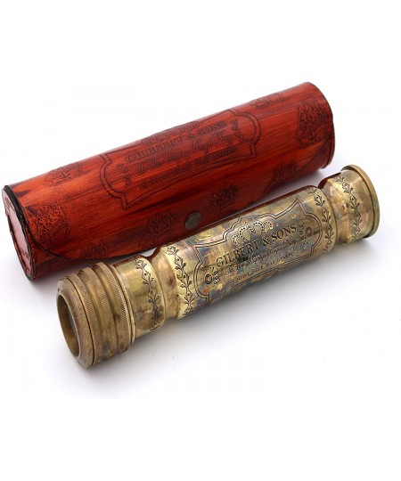 Handmade Brass Kaleidoscope with Leather Case - Vintage Look - Antique Finish - Nautical for Friends Family and Children - 3D...