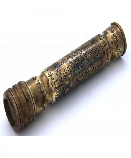 Handmade Brass Kaleidoscope with Leather Case - Vintage Look - Antique Finish - Nautical for Friends Family and Children - 3D...