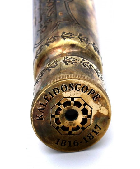 Handmade Brass Kaleidoscope with Leather Case - Vintage Look - Antique Finish - Nautical for Friends Family and Children - 3D...