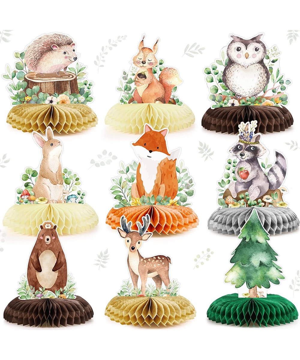 9 Pack Woodland Animals Honeycomb Centerpieces 3D Table Topper Woodland Animals Centerpieces Woodland Baby Shower Decorations...