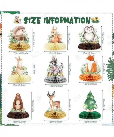 9 Pack Woodland Animals Honeycomb Centerpieces 3D Table Topper Woodland Animals Centerpieces Woodland Baby Shower Decorations...