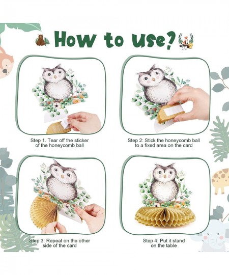 9 Pack Woodland Animals Honeycomb Centerpieces 3D Table Topper Woodland Animals Centerpieces Woodland Baby Shower Decorations...