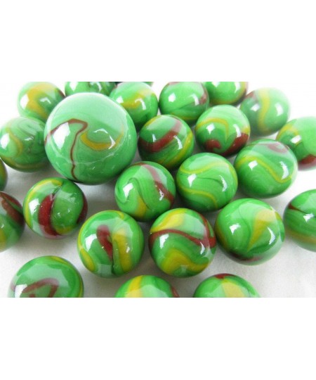 Big Game Toys~25 Glass Marbles Dragon Green/Red/Yellow Swirl Classic Style Game Pack (24 Player 1 Shooter) Decor/Vase Filler/...