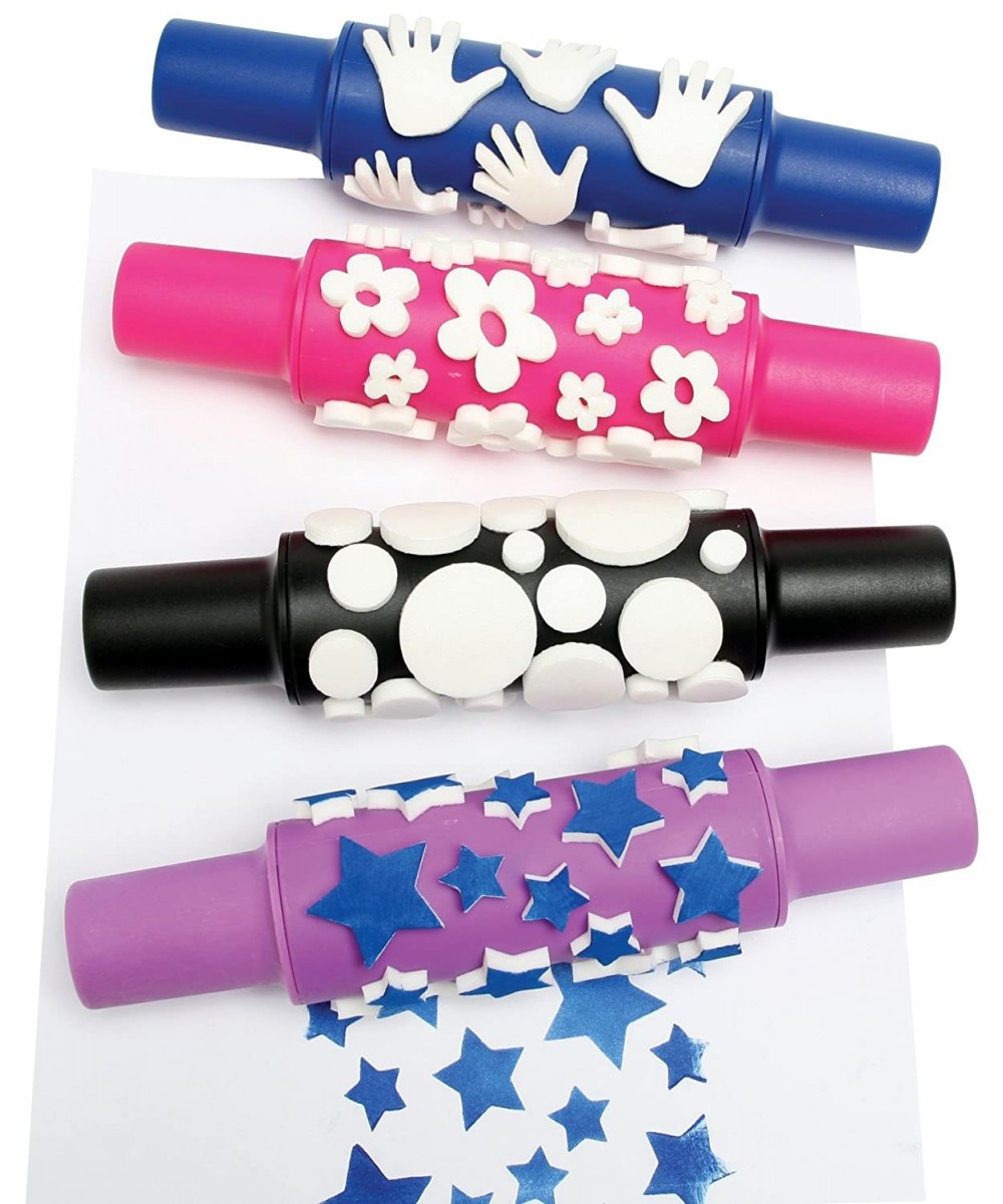 Paint Rollers - Creative - Set of 4 - Reusable Art Supplies for Kids - Set 2 - Flowers Stars Hands and Polka-Dots - Arts Tool...