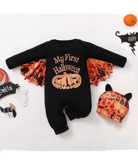 Newborn Infant Baby Boy Girl Halloween Costumes My 1st Halloween Outfits Baby Black Bat Costume Cosplay Cloak Romper+Hat 2PCS...