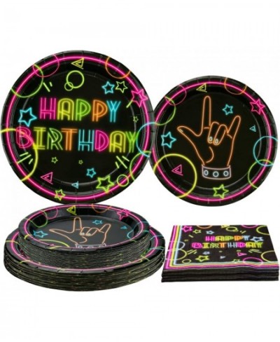 Glow Neon Party Supplies - Glow in the Dark Happy Birthday Plates and Fluorescent Napkins for Blacklight Neon Party $39.94 - ...