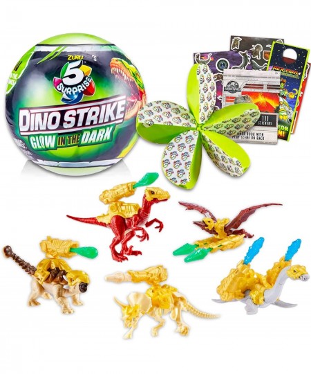 Zuru 5 Surprise Dino Strike Glow in The Dark Mystery Set - Surprise Mini Dinosaur Mystery Bundle with Jurassic Park Stickers ...