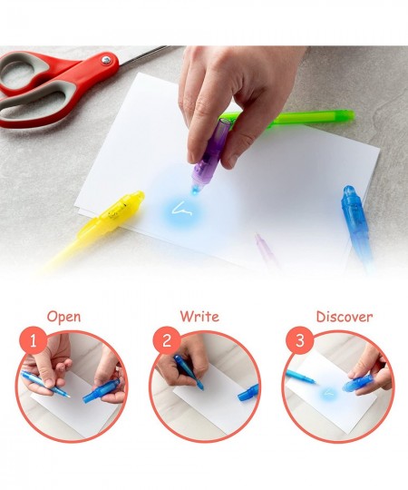 Invisible Ink Pen Marker Secret spy Message Writer 24 pcs with uv Light Fun Activity Entertainment for Kids Party Favors Idea...