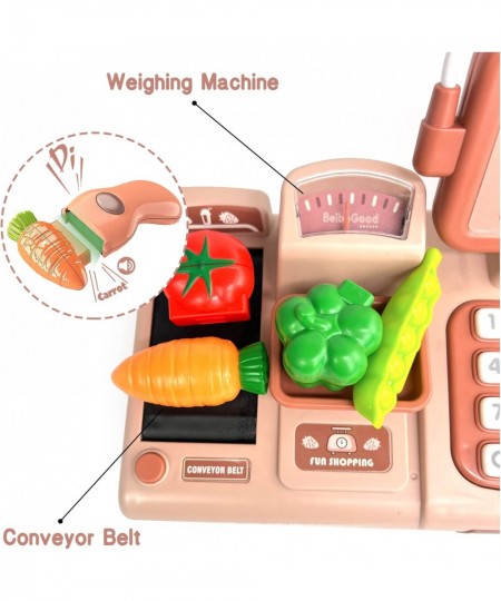 Learning Toy Money Pretend Play Set Cash Register Toy for Kids with Scanner Play Store Credit Reader Food Play Set Toy Money ...