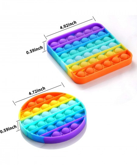 2 Packs Pop Fidget Sensory Toys Autism Special Needs Stress Relief Silicone Pressure Relieving Toys Round and Square Squeeze ...