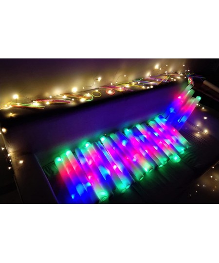 Glow Sticks Bulk-36 Pcs Glow in The Dark Party Supplies LED Foam Sticks with 3 Modes Colorful Flashing Light Up Toys for Part...