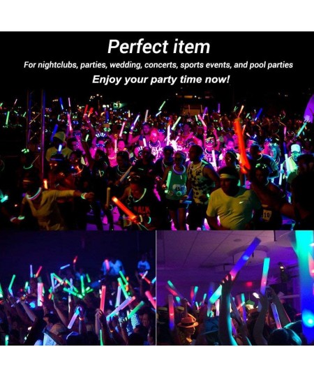 Glow Sticks Bulk-36 Pcs Glow in The Dark Party Supplies LED Foam Sticks with 3 Modes Colorful Flashing Light Up Toys for Part...