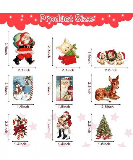 50PCS Vintage Christmas Vinyl Stickers Santa Claus Snowman Sticker Pack for Teens Waterproof Stickers Decals for Water Bottle...