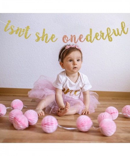 Isn't She ONEderful Banner 1st Birthday Banner for Girls Wonderful Garland Party Decor $19.47 - Kids' Party Decorations