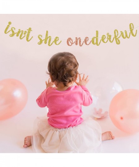 Isn't She ONEderful Banner 1st Birthday Banner for Girls Wonderful Garland Party Decor $19.47 - Kids' Party Decorations