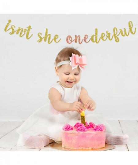 Isn't She ONEderful Banner 1st Birthday Banner for Girls Wonderful Garland Party Decor $19.47 - Kids' Party Decorations