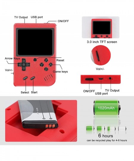 Retro Handheld Game Console Portable Video Game Console for Children with 400 Classical FC Games 3.0-Inch Screen 1020mAh Rech...