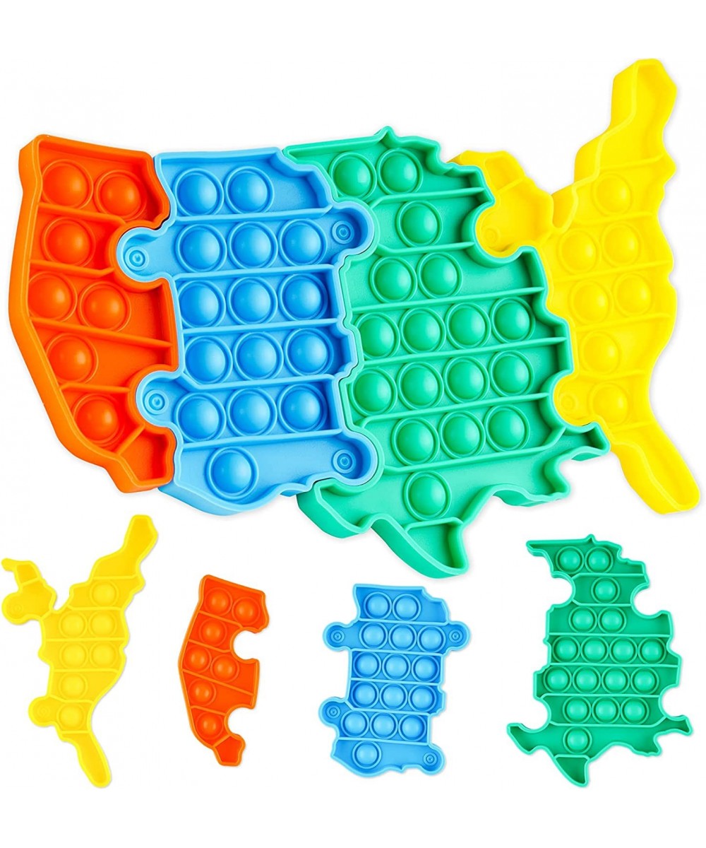 Fidget Pack 4PCS US Map Jigsaw Puzzles Silicone Push Pop Bubble Multicolor Fidget Sensory Toy Fidget Toys Stress Reducer Anxi...