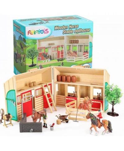 Farm Animals Figures Playset with Stable Farm Toys Set with Farmers Horse and Fence Farm Vehicle Playset Educational Toys for...