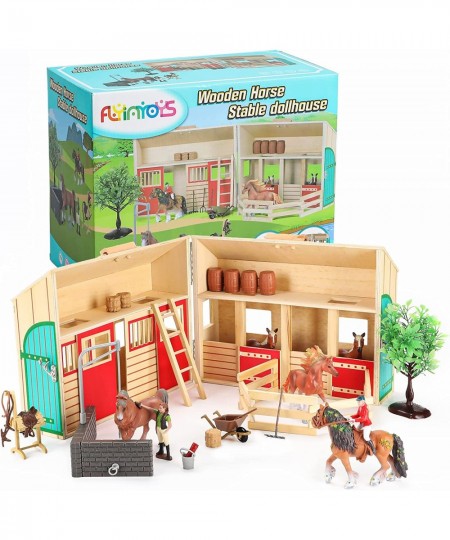 Farm Animals Figures Playset with Stable Farm Toys Set with Farmers Horse and Fence Farm Vehicle Playset Educational Toys for...