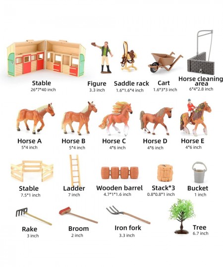 Farm Animals Figures Playset with Stable Farm Toys Set with Farmers Horse and Fence Farm Vehicle Playset Educational Toys for...