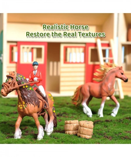 Farm Animals Figures Playset with Stable Farm Toys Set with Farmers Horse and Fence Farm Vehicle Playset Educational Toys for...