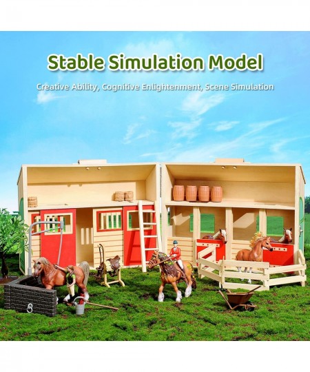 Farm Animals Figures Playset with Stable Farm Toys Set with Farmers Horse and Fence Farm Vehicle Playset Educational Toys for...