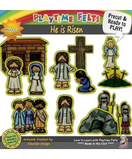 He is Risen Bible Felt Set | 13 PRECUT & Ready to Play Colorful & Durable Bible Felt Figures for Toddlers Preschool & Kinderg...