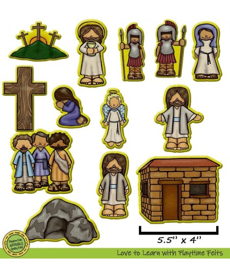 He is Risen Bible Felt Set | 13 PRECUT & Ready to Play Colorful & Durable Bible Felt Figures for Toddlers Preschool & Kinderg...