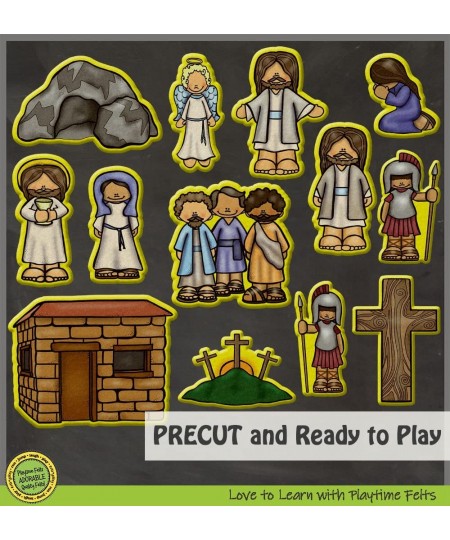 He is Risen Bible Felt Set | 13 PRECUT & Ready to Play Colorful & Durable Bible Felt Figures for Toddlers Preschool & Kinderg...