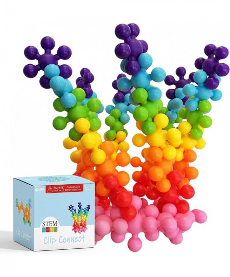 Clip Connect 100 Pieces | Diameter 1.5" Interlocking Solid Plastic Building Blocks Set Early STEM Educational Toy for Prescho...