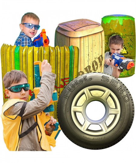 Obstacles for Play Wars - 4 Pieces Easy Set Up Inflatables Compatible with Nerf Gun Party and Laser Tag Game - Battle Obstacl...