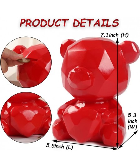 Bear Piggy Bank Cute Geometry Money Bank Unbreakable Coin Bank for Girls and Boys Great Birthday Gift（Bear Red） $31.01 - Kids...