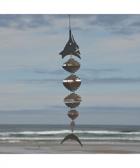 Fish Shimmer Helix Hanging Wind Spinner Stainless Steel Marlin $37.01 - Kites & Wind Spinners