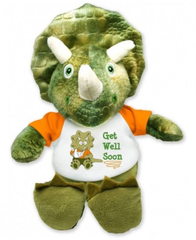 Get Well Soon Triceratops Plush Dinosaur Message T-Shirt Orange Sleeves 8 Inches $32.66 - Stuffed Animals & Teddy Bears