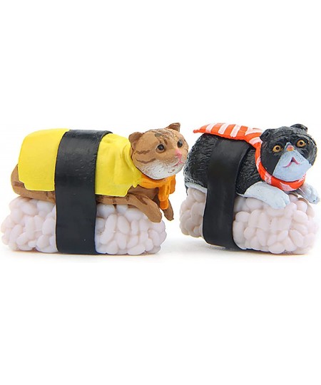 5 Pcs Cute Miniature Sushi Gourmet Cat Figure Animal Cat Characters Toys Mini Figure Collection Playset Cake Topper Plant Aut...