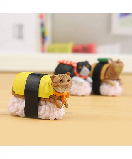 5 Pcs Cute Miniature Sushi Gourmet Cat Figure Animal Cat Characters Toys Mini Figure Collection Playset Cake Topper Plant Aut...