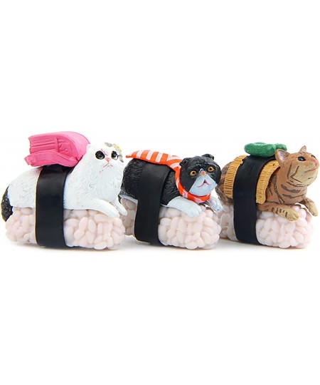 5 Pcs Cute Miniature Sushi Gourmet Cat Figure Animal Cat Characters Toys Mini Figure Collection Playset Cake Topper Plant Aut...