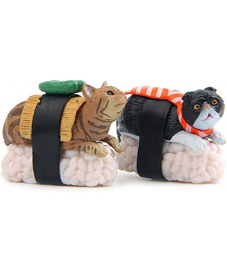 5 Pcs Cute Miniature Sushi Gourmet Cat Figure Animal Cat Characters Toys Mini Figure Collection Playset Cake Topper Plant Aut...