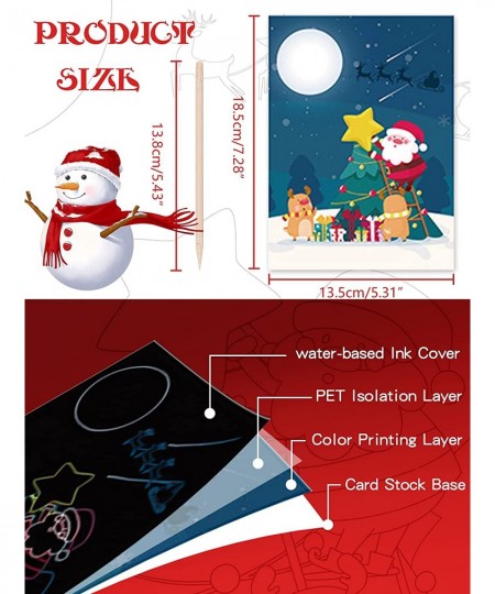 9 Pieces Christmas Scratch Paper Art Set Rainbow Magic Paper Black Scratch Off Art Cards Notes Drawing Boards with Wooden Sty...