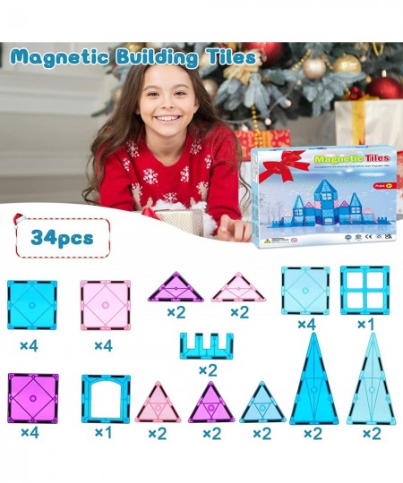 Magnetic Tiles Kids Toys for 3 4 5 6 7 8+ Years Old Boys Girls Magnet Toys Building Tiles STEM Educational Learning Magnetic ...