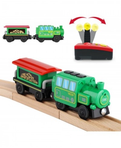 Battery Operated Locomotive Train Set for Wooden Train Tracks Powerful Engine Train Vehicles Train Electric Remote Control Ca...