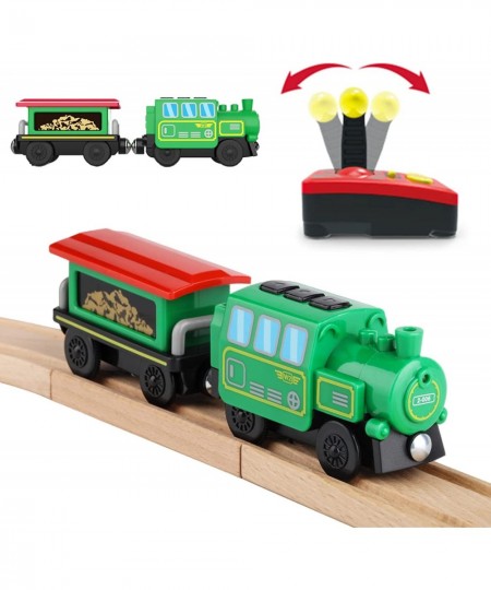 Battery Operated Locomotive Train Set for Wooden Train Tracks Powerful Engine Train Vehicles Train Electric Remote Control Ca...