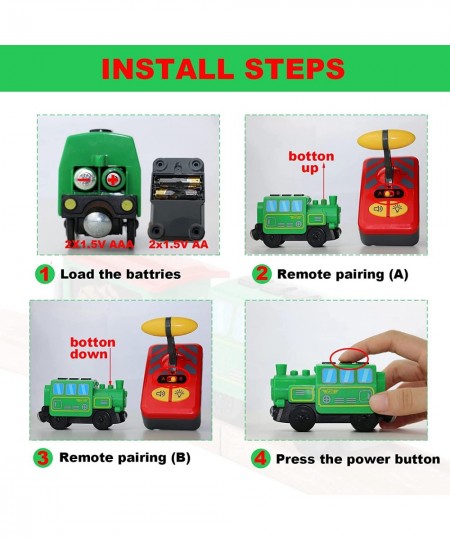 Battery Operated Locomotive Train Set for Wooden Train Tracks Powerful Engine Train Vehicles Train Electric Remote Control Ca...