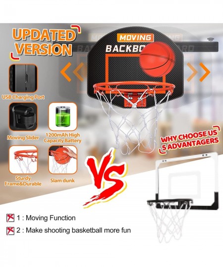 Moving Basketball Hoop Indoor for Kids and Adults Pro Mini Basketball Hoop Over The Door with 3 Balls&2 Air Pump Toys for Boy...